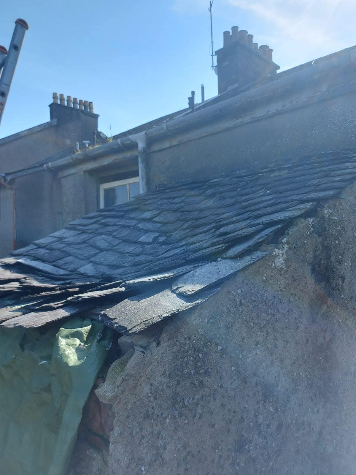 Collapsed porch roof repair - Before